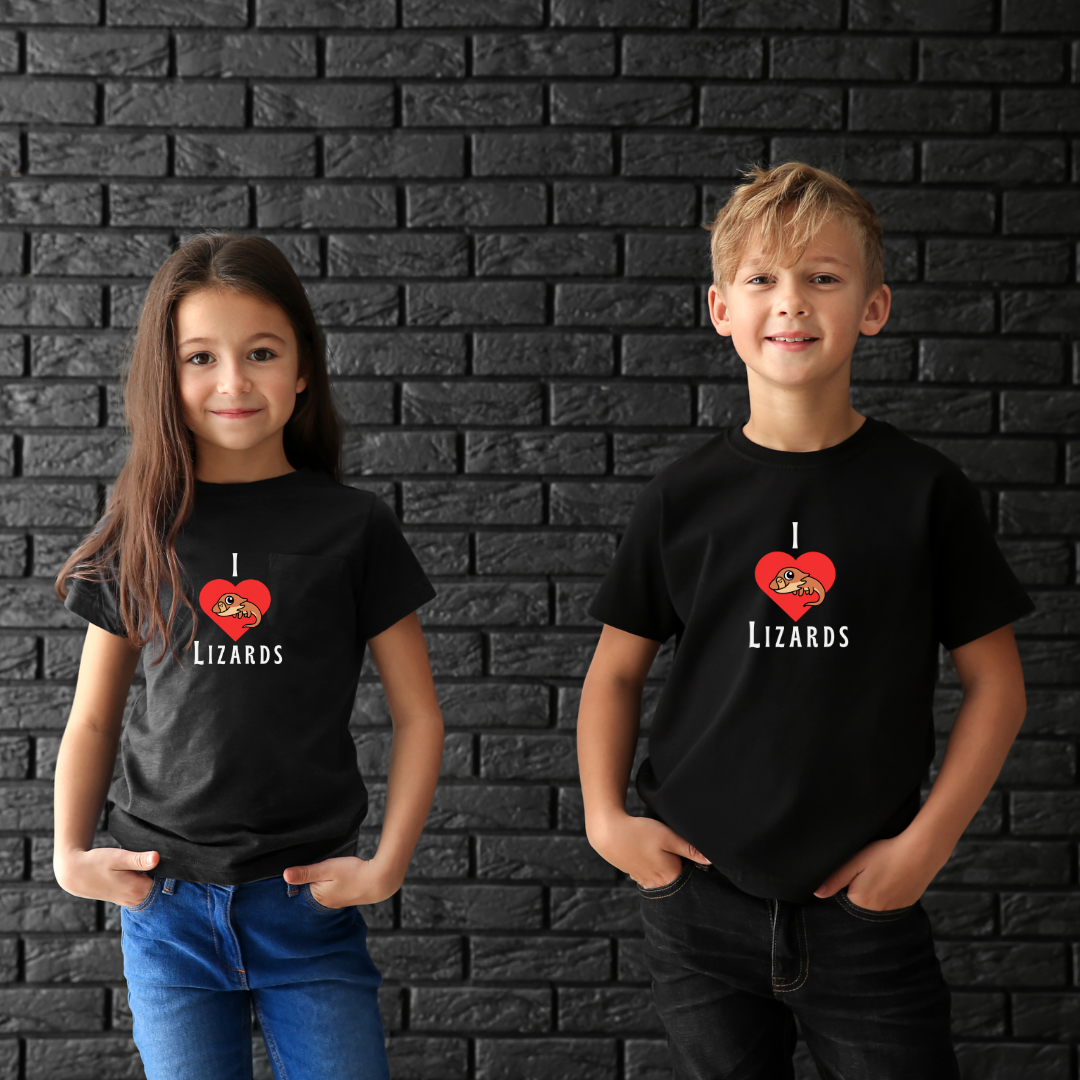 I LOVE LIZARDS - Kids T Shirt short sleeved black colour T Shirt FREE SHIPPING